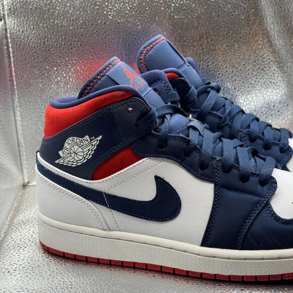Size 10 Air Jordan 1 Mid‎ SE Hyper Royal White Olympic USA Sneakers 852542-104 main image 9